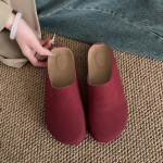 Uued Naiste sussid Suletud varvas &Uuml;mar varvas Suede Klotsid Sandaalid S&uuml;gis Uus Retro &Uuml;hev&auml;rvilised Lameda tallaga Naiste Slingback kingad 35 punane