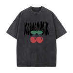 Keinemusik Music Label Inspiratsiooniga Kirsiga Kunst Vabaaja Pesu Pesemata Kulunud T-s&auml;rk Vintage Minimaalne L&uuml;hikeste Varrukatega Top S black
