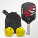 Boomstik 5. p&otilde;lvkonna pickleballi reket Sisseehitatud metallkaal Kuumpressitud Integreeritud s&uuml;sinikkiudtuum Spordireket Black and red star style (set)