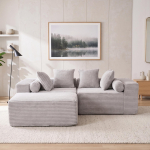 Moodulristl&otilde;ikega L-kujulise tugitooliga elutoa, magamistoa pehme polsterdatud diivan - paigaldust ei vaja - &scaron;enillkangas(Hall) 266 x 110 x 60.01 cm hall