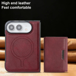 2-in-1 Nahast Rahakott &Uuml;mbris Apple iPhone Ultra 18 Fold jaoks Magsafe'i jaoks Magnetiline Kaardipesa Hoidik Jalg Telefonikate iPhone Ultra punane