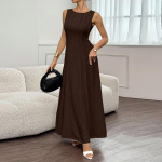 Naiste Vabaaja ja Moodne Varrukateta Volditud Elegantne Pikk Kleit XL kohv