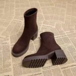 Naiste Saapad K&otilde;rged Kontsad Suede Mood Paksude Kontsadega Disainer Luksuslikud Talvesaapad 2025 Uued Kleidis&auml;&auml;rikud Botas Para Mujer Zapatos 42