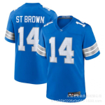 Meeste NFL Detroit Lionsi Ameerika jalgpalli s&auml;rk Hutchinson 97 St. Pruun 14 26 Sinine Tikitud Meeskonna Spordis&auml;rk L&uuml;hikeste Varrukatega XXL