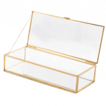 Nordic Retro Golden Trim Geometry ehete nipsasjakeste klaaskarbi &uuml;mbris koos kaanega 23x10x5.3cm vask