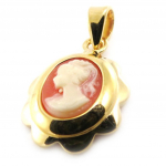 Les Tr&eacute;sors De Lily [B9788] - Pendentif Plaqu&eacute; Or 'Cam&eacute;e' Orange dor&eacute; - 13x15 mm oranž