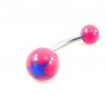 Les Tr&eacute;sors De Lily [E5550] - Body Piercing Boule 'Tecno' Rouge Bleu punane