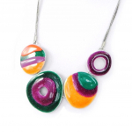NOA [H9018] - Collier Cr&eacute;ateur 'Coloriage' orange vert violet mitmev&auml;rviline