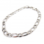 Les Tr&eacute;sors De Lily [J9357] - Bracelet Acier 'Maille Figaro' 21 cm 6 mm h&otilde;be