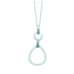 Les Tr&eacute;sors De Lily [L0477] - Terasest kaelakee 'Sissi' valge h&otilde;bedane keraamika - 48x22 mm valge