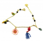 Les Tr&eacute;sors De Lily [P2205] - Bracelet artisanal 'Monde Merveilleux' (Potager du Bonheur) multicolore dor&eacute; mitmev&auml;rviline