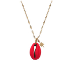 Les Tr&eacute;sors De Lily [Q8607] - Collier cr&eacute;ateur acier 'Cowrie' rose fuschia dor&eacute; - 20x13 mm Heleroosa