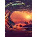 5D DIY Teemantmaal T&auml;is&uuml;mmargune puur  P&auml;ikeseloojangu lained  Tikand Ristpistes Kingitus Kodukujundus Kingitus 20X30CM