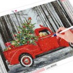 Teemantmaaling j&otilde;ulupuu t&auml;isruudukujuline teemanttikandid auto ristpistes talvekomplekt mosaiik maastik k&auml;sitsi valmistatud kingitus Full Round (20X30CM)