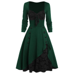Naiste Halloweeni keskaegne vintage gooti renessansskleit Cosplay Palace Retro pitsist &otilde;mmeldud n&ouml;&ouml;biga pikkade varrukatega naiste kleit Suures suuruses 2XL roheline
