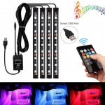 4X 9Led Rgb auto salongi atmosf&auml;&auml;ri jalaruumi valgus USB laadija dekoratiivvalgusti