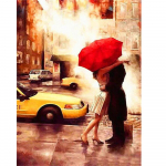 Teemanttikandid Punane vihmavarju kallistus t&auml;isruudu/&uuml;mmargune uus saabumine 3D DIY Teemantmaaling Linn Street Stitch Rist Pilt kivist seinakunstist Full Round (20X30CM)