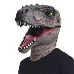 T&auml;iskasvanute uudne Halloweeni kost&uuml;&uuml;m, dinosauruste mask Lateks Raptor Animal Head T-rex Jurassic pruun