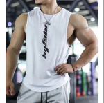 Meeste kiiresti kuivav varrukateta spordivest Suvine treening Fitness Running Moisture Wicking T-s&auml;rk XXXL valge