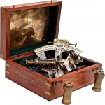 Maritime Kelvin, Hughes London Antiikne messingist merelaev Sextant koos 2 lisateleskoobi puidust kastiga