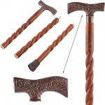 Jalutuskepp Kaunis antiikplekiga kaetud massiiv messingist k&auml;epide