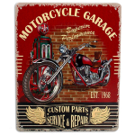 Les Tr&eacute;sors De Lily [A0296] - Retro metallist silt  Motorcycle Garage  punane must vintage - 25x20 cm punane