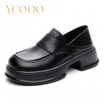 Naiste Kevad, Suvi ja S&uuml;gis Naturaalsest nahast Paksu kontsaga K&otilde;rged Loafers Sussid Kaks kandmist Nahast kingad 40