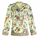 Moodne paabulinnuprint Bohemian lahtine s&auml;rk Sweet Stand krae Riietus vabaaja topid Elegantne n&ouml;&ouml;biga, pikkade varrukatega pluus 24797 S aprikoosi