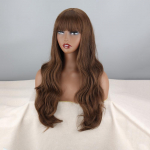 LISI HAIR Naiste pikad pruunid lainelised parukas tukkidega s&uuml;nteetilisest kiust naturaalne laineline pruun Cosplay igap&auml;evane pruun parukas