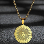 Qiming p&auml;ikesejumal Helios Vana-Kreeka jumalanna ripats roostevabast terasest amulett kaelakee