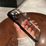 Pehme kattega kaitseraua l&auml;bipaistev telefoni&uuml;mbris iPhone 14 13 12 Pro Max 14pro 14plus 11 &uuml;li&otilde;huke l&auml;bipaistev arvuti objektiivi kaitsekate For iPhone 12 Pro
