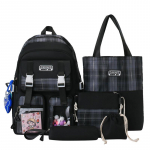 5 tk/komplekt uue kujundusega algkooli t&uuml;druku seljakott Korea versiooniga ruuduline moodne koolikott, suure mahutavusega seljakott keskkooli jaoks must