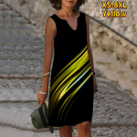 Naiste V-kaelusega suvine siledad sinised diagonaaljooned prinditud kleit vabaaja varrukateta mood vabaaja vabad seksikad kleidid, suur suurus XS-8XL XS sinine