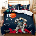 3D digitaalse tr&uuml;kitud voodipesukomplekt astronauti mustriga teki ja padjap&uuml;&uuml;ri komplektiga, &uuml;he-/kahekordne t&auml;issuuruses kodukaunistus Baby 100x135cm