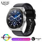 LIGE juhtmevaba laadimiskell meestele Nutikas k&auml;ekell veekindel sporditreeningu j&auml;lgija Bluetooth-k&otilde;ne nutikell mees Android IOS-ile silicone strap must/h&otilde;be