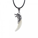 Tere mehe h&otilde;bedane valge hunt hambad Stark Tribal Boho ripats kaelakee valge