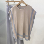 Suvised varrukateta kootud j&auml;&auml;siidist kaheosalised komplektid vabaaja s&auml;rgi laia s&auml;&auml;rega p&uuml;ksid ja vabad topid Elegantne 2-osaline komplekt 26383 One Size hall v&auml;rv