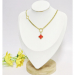 Titaanterasest kullast Neljalehelise ristiku kaelakee naiste rangluu keti ehted, parim kingitus s&otilde;brannale valge