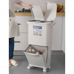 2 kihiline klassifikatsioon pr&uuml;gikast k&ouml;&ouml;k plastikust pr&uuml;gikast niiske ja kuiva nupuvajutusega ringlussev&otilde;tuga virnastatud sorteerimispr&uuml;gikast 1 lip gray