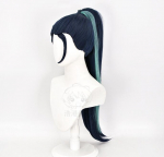 Anime 80CM KDA Baddest Kaisa Parukas Cosplay Kost&uuml;&uuml;m KDA kuumakindel s&uuml;nteetiline pikk hobusesaba juustega Naiste Halloweenipeo Parukad 77-80CM must