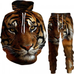 Animal Tiger 3D prinditud meeste dressikomplekt vabaaja kapuuts ja p&uuml;ksid 2tk komplektid kevad-s&uuml;gismood t&auml;navar&otilde;ivad meeste r&otilde;ivaste &uuml;likond 2XL