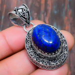 Imeilus Vanaaegne Lapis Lazuli V&auml;&auml;riskivi K&auml;sitsi Valmistatud 925 Sterlingh&otilde;be Ehted Ripats 1.77 Inches sinine