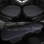 Nahast autoistme katte kaitsematt Universaalne eesmine tagumine hingav veekindel PU kaubik auto istmepadja kaitse 3pcs black blue black