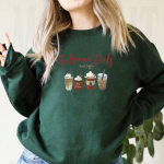Lorelai Gilmore'i t&uuml;drukute dressipluus Gilmore'i t&uuml;drukute ja kohviga kapuutsiga Stars Hollow Christmas Coffee Crewneck dressipluus Xmas Party Top S roheline