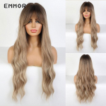 S&uuml;nteetilised pikad lainelised ja tukkidega parukad naistele Cosplay Natural Ombre Brown kuni heleblondid juukseparukas k&otilde;rge temperatuuriga kiust