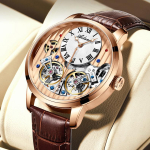 AILANG uued &Scaron;veitsi topelt Tourbilloni automaatsed mehaanilised k&auml;ekellad ehtsad meeste k&auml;ekellad beige