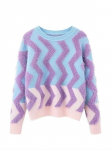 Pullover S&uuml;gis- ja Talvine Sweet Contrast Kampsun Panel Kudumid Korea Disain Tundub avar ja mitmek&uuml;lgne Kampsun Naiste Pullover One Size roosa