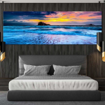 Maastikupostrid Moodne Kodu P&auml;ikeseloojang Rand Meri Sisekujundus Kosk Pildid L&otilde;uenditr&uuml;kid Seinakunst Elutuppa Voodi k&otilde;rvale Maalid 20x40cm no frame sinine