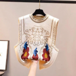 Kampsun Vest Naiste kevad- ja s&uuml;gisr&otilde;ivad 2023. aasta kootud Korea v&auml;ljaande O kaelusega varrukateta kampsun, pullover, naiste topid One Size must