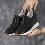 Fujin 7 cm s&uuml;nteetilised saapad Naiste ehtsast nahast Bling Rhinestones Pumbad S&uuml;giskevad Seksikad Moodsad pahkluu platvormiga saapad 33 must